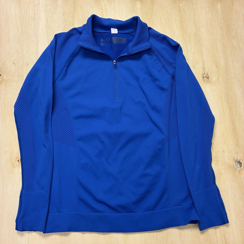 Zella Pullover Womens Medium Blue Mock Neck Zip Breathable‎ Moisture Wicking